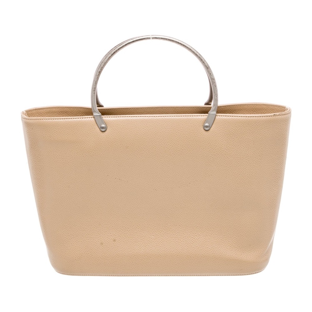 Authentic Chanel beige caviar tote